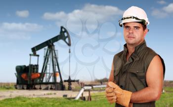 oil industry oil worker posing