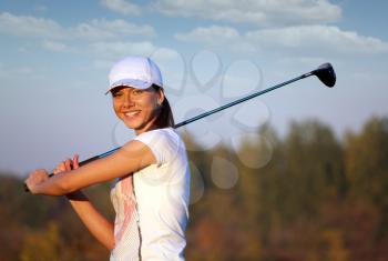 beautiful girl golf player portrait
