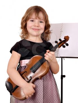 happy little girl with violin