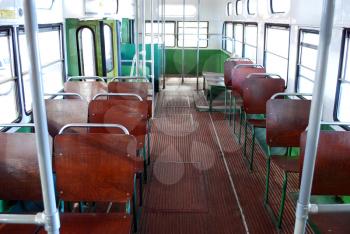 inside of old city bus