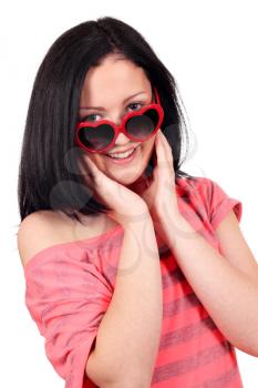 beautiful teenage girl with sunglasses portrait