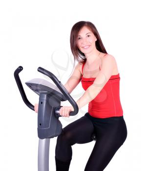 girl exercise with fitness cross trainer