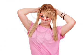 teenage girl with mask posing