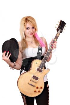 girl with hat and electric guitar