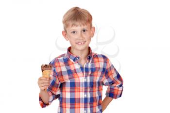 happy boy with ice cream