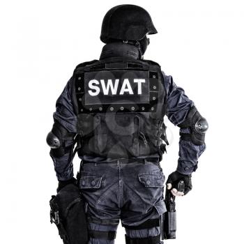 Special weapons and tactics (SWAT) team officer shot from behind