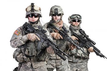 United States paratroopers airborne infantry studio shot on white background