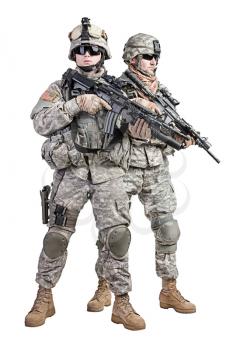 United States paratroopers airborne infantry studio shot on white background