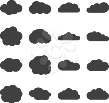 Cloud vector black icons. Cloud set black, symbol web cloud, weather cloud shape illustration