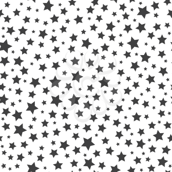 Stars vector seamless background. Vector space star pattern, black stars on white background