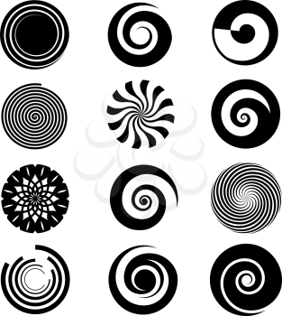 Vector spiral elements. Spiral swirl icon circular, twirl spiral circle, twist curve spiral rotation illustration