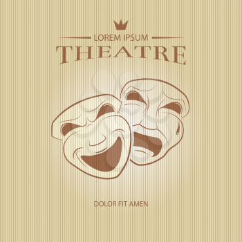 Comedy and tragedy theatrical masks. Face mask art, tragedy mask, comedy mask, vector illustration