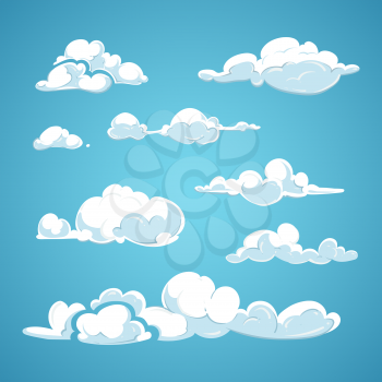 Cartoon clouds vector set. Cloud nature design element and collection clouds in air illustration