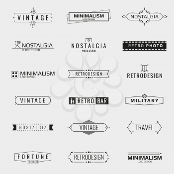 Vector minimal vintage logo templates. Logo travel, emblem company logo bar, brand logo photo studio illustration