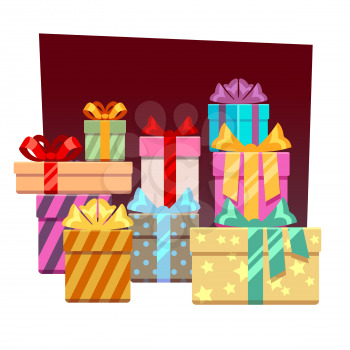 Abstract festive vector background with gift boxes. Xmas gift or christmas festive gift, box gift illustration