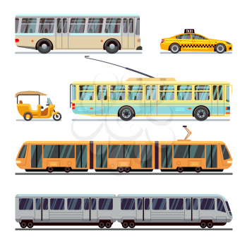 Municipal city transport vector flat icons set. Transportation vehicle municipal and transport of set municipal illustration