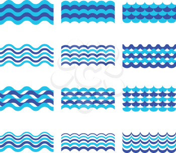 Marine, sea, ocean waves vector set. Sea water wave element, design wave ocean for web design illustration