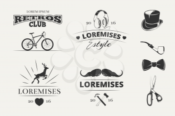 Hipster vector logos, emblems, labels, badges. Emblem logo set in hipster style. Vintage label designs for hipster brand