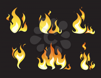 Explosion animation vector frames. Set of animation fire and illustration of various fire