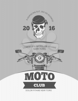 Vintage motorcycle, world bikers festival, race vector poster template. Motorcycle retro banner and poster with motocycle illustration