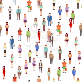 People seamless pattern with men, women. Society concept. People teamwork community, figure people pattern. Vector illustration