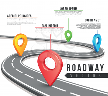 Street road map for vector business infographics design. Road map infographic and information data text for web sites, presentations and brochures