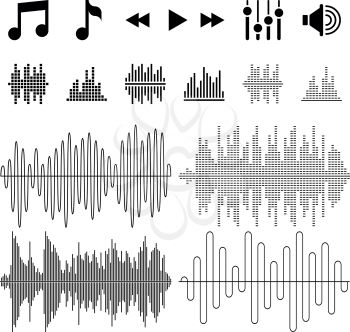 Equalizer, music, sound waves vector icons. Wave and frequency equalizer music. Audio sound equalizer melody illustration