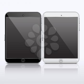 Modern electrical tablet, gadget vector template. Tablet display set and technology mobile tablet gadget illustration