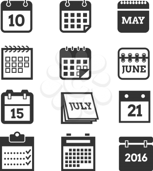 Calendar vector icons set. Calendar page symbol and pictogram illustration calendars of element