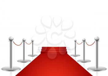 Red carpet with stairs vector illustration. Carpet for event and luxury red carper with stairway