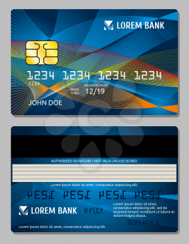 Credit cards design vector template. Debit card for shopping and card with chip illustration