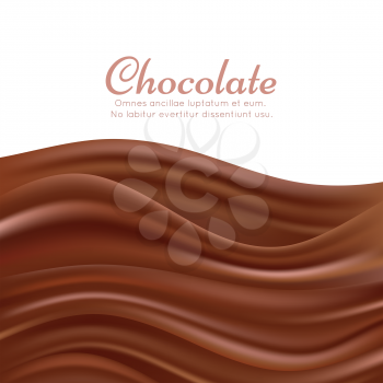 Wavy chocolate splash vector background. Template banner with chocolate, illustration pattern of liquid chocolate