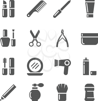 Cosmetics and beauty vector icons. Set of cosmetic for woman, illustration lipstick and cream, cosmetics for makeup