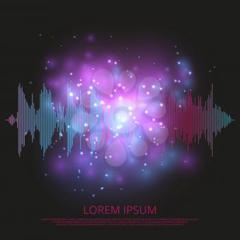 Abstract sound equalizer background - shining music wave design equalizer audio, vector illustration