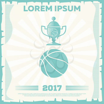 Basketball tournament vintage poster design. Sport game team. Vector illustration