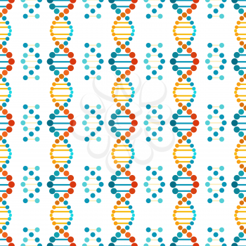 Colorful DNA spiral seamless pattern - genetic, biological or medicinal texture. Vector illustration