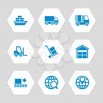 Logistic delivery and transportation icons set. Transportation icon flat design, vector illustration