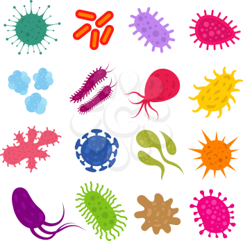 Infection bacteria and pandemic virus vector biology icons. Illustration of bacteria and microbe organism allergen