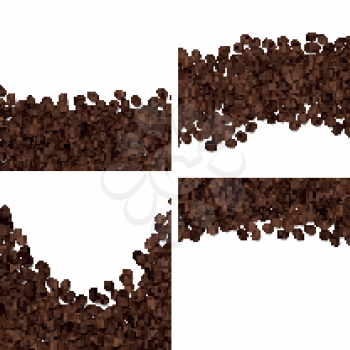 Roasted coffee beans isolated on white background vector set. Coffee bean organic banner with copy space illustration