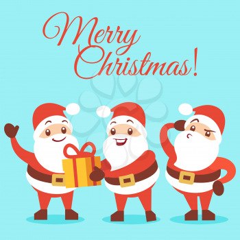 Merry Christmas background with emotional Santa cartoon characters of group illustration