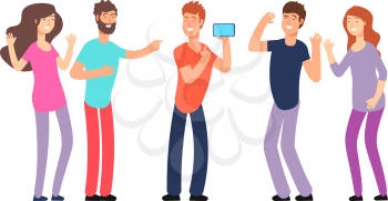 Friends laughing. People laughing together. Friendly fun conversation and joke vector concept. Illustration of friendship laughing, group together people man and woman