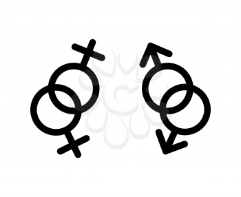 Vector gay LGBT love symbols. Homosexual sign, community lesbian illustration