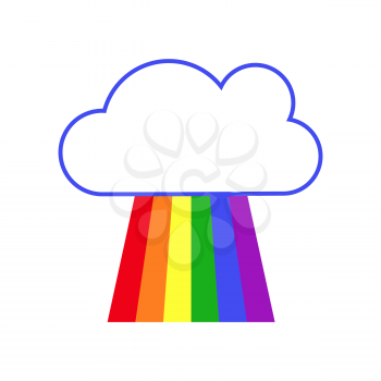 Vector rainbow and cloud white background. Design of weather after rain illustration