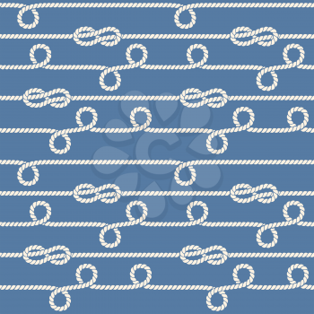 Nautical ropes and knots vector seamless pattern. Illustration of background with loop rope