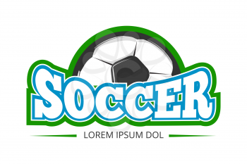 Football, soccer club vector logo, badge template. Illustration of sport emblem with ball