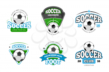 Football, soccer club vector logo, badge templates set. Football emblem label illustration