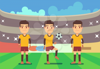 Football, soccer players vector illustration. Championship and play game