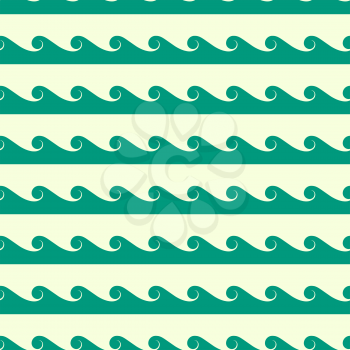 Vector green waves seamless pattern. Wallpaper texture decoration illustration flat