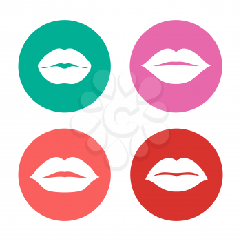 Woman lips vector icons set. White silhouette of lips illustration