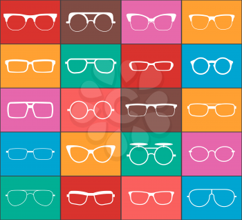 Set of vector glasses colorful icons. Illustration of signs glasses